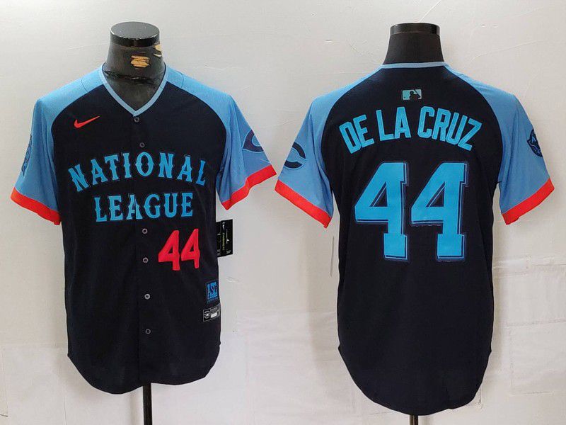 Men Cincinnati Reds #44 Delacruz Blue All star 2024 Nike MLB Jersey style 3